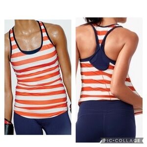 J CREW X NEW BALANCE Women’s Red White Blue Striped Racerback Tank Top Size M